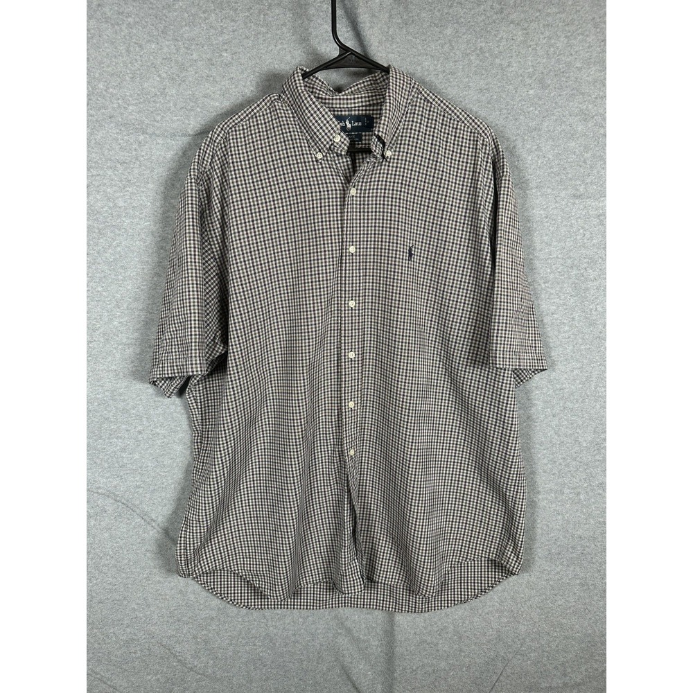 Ralph Lauren Blake Shirt Mens LT Large Tall Plaid Short Sleeve Button Down